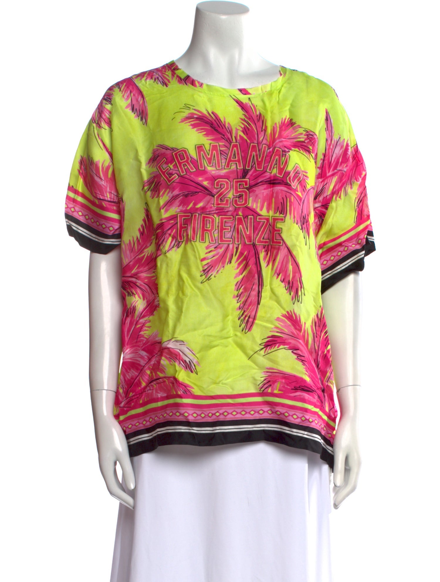 Ermanno Firenze Printed Bateau Neckline T-Shirt w/ Tags