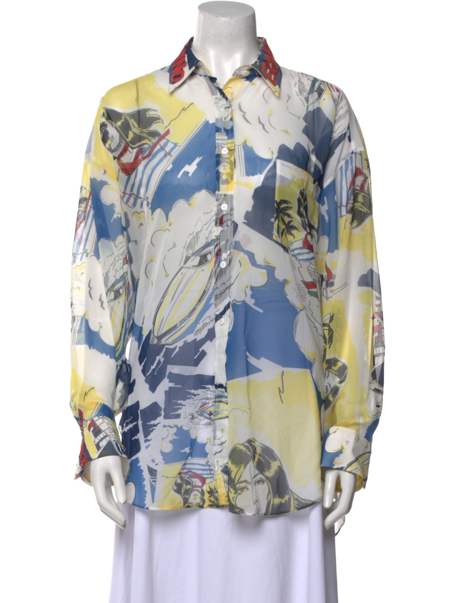 ERMANNO Ermanno Scervino Printed Long Sleeve Button-Up Top