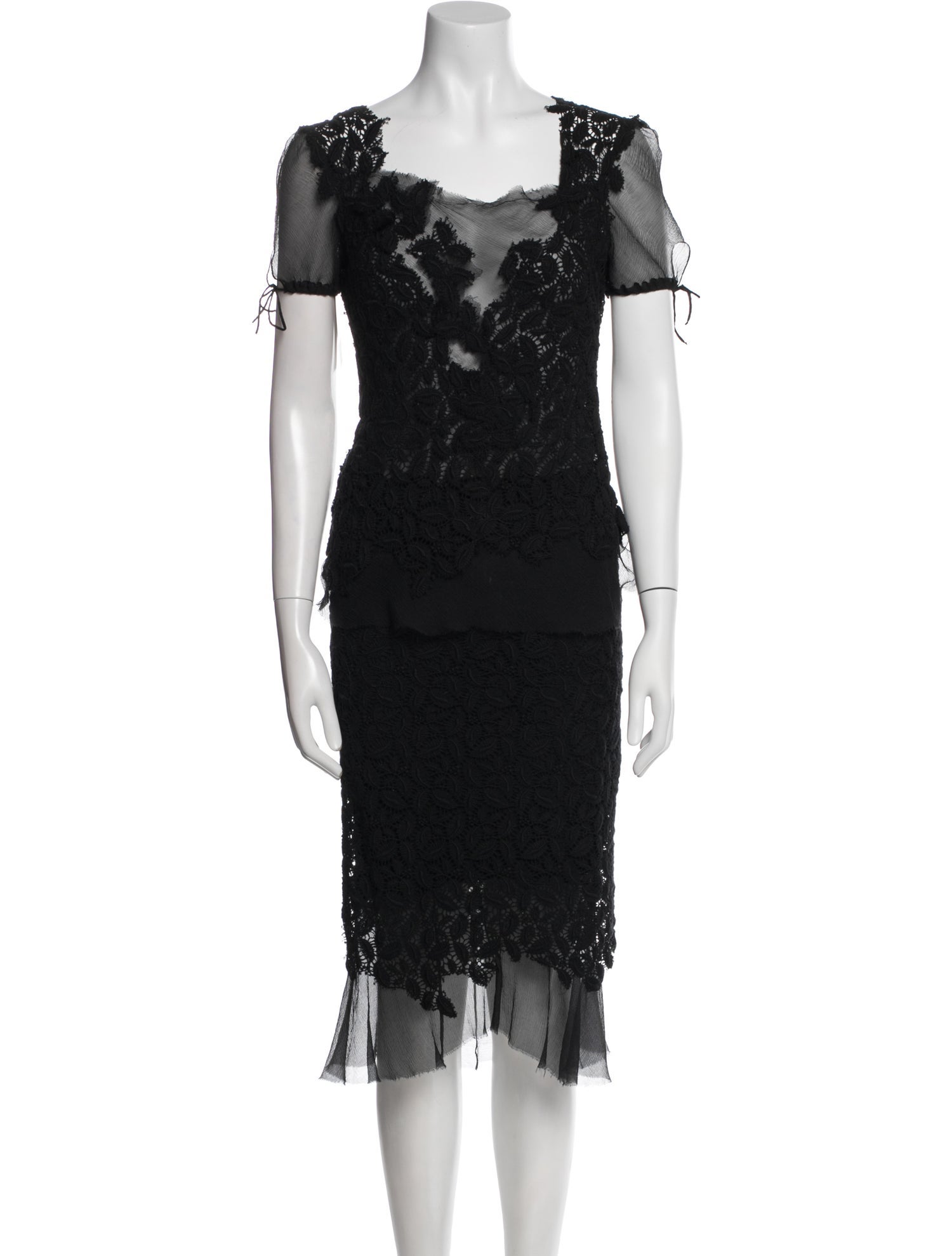 ERMANNO Ermanno Scervino Wool Mesh Accents Skirt Set