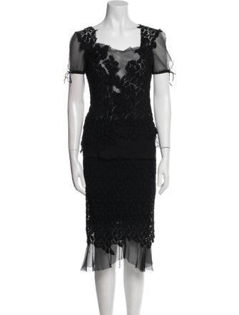 ERMANNO Ermanno Scervino Wool Mesh Accents Skirt Set