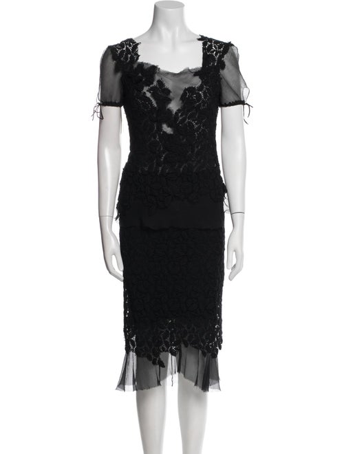 ERMANNO Ermanno Scervino Wool Mesh Accents Skirt Set