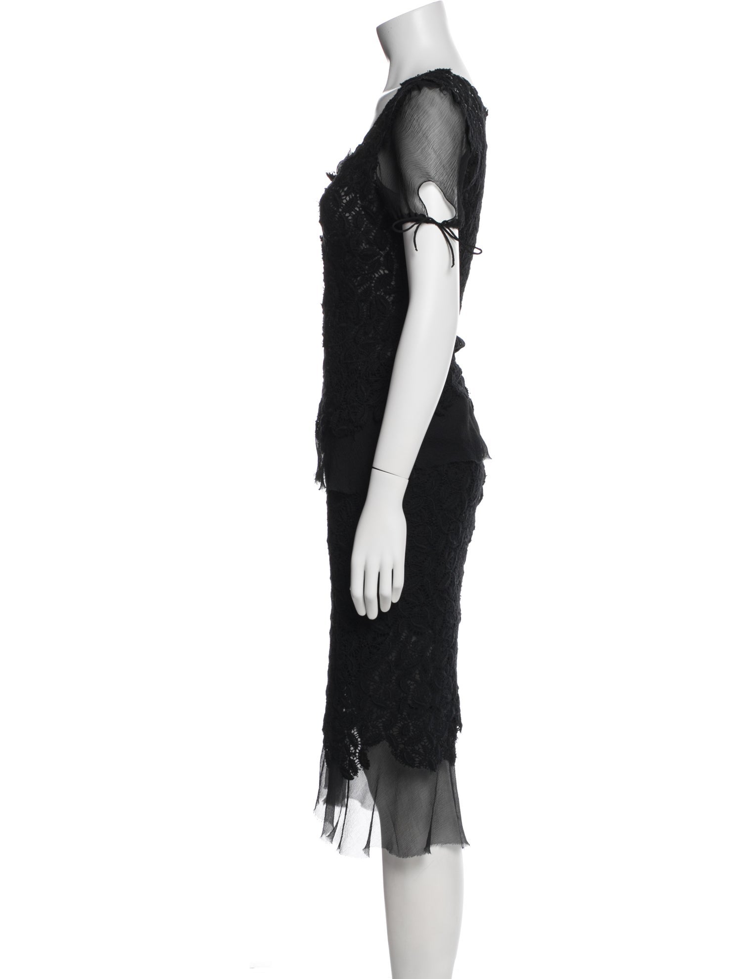 ERMANNO Ermanno Scervino Wool Mesh Accents Skirt Set