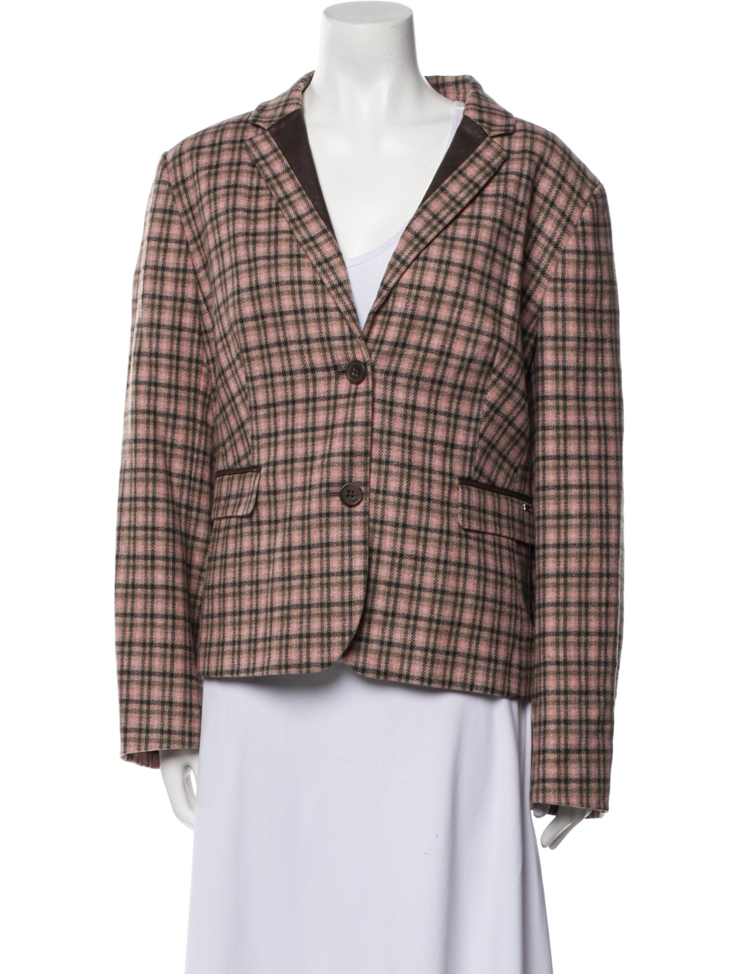 Escada Sport Virgin Wool Plaid Print Blazer