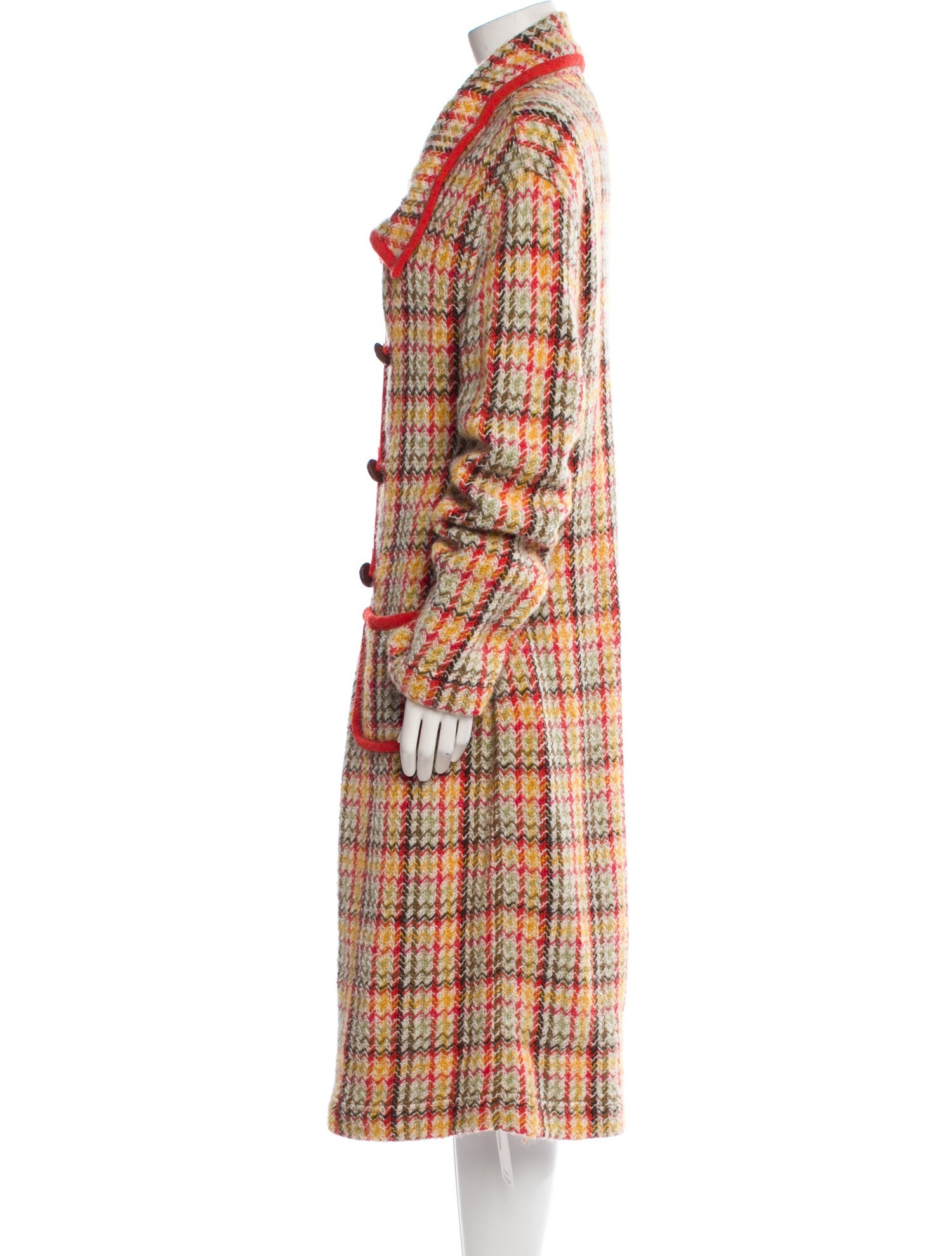 Escada Sport Virgin Wool Plaid Print Coat