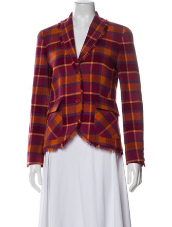 Escada Sport Wool Plaid Print Blazer