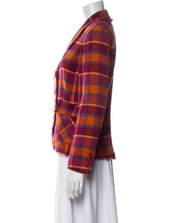 Escada Sport Wool Plaid Print Blazer