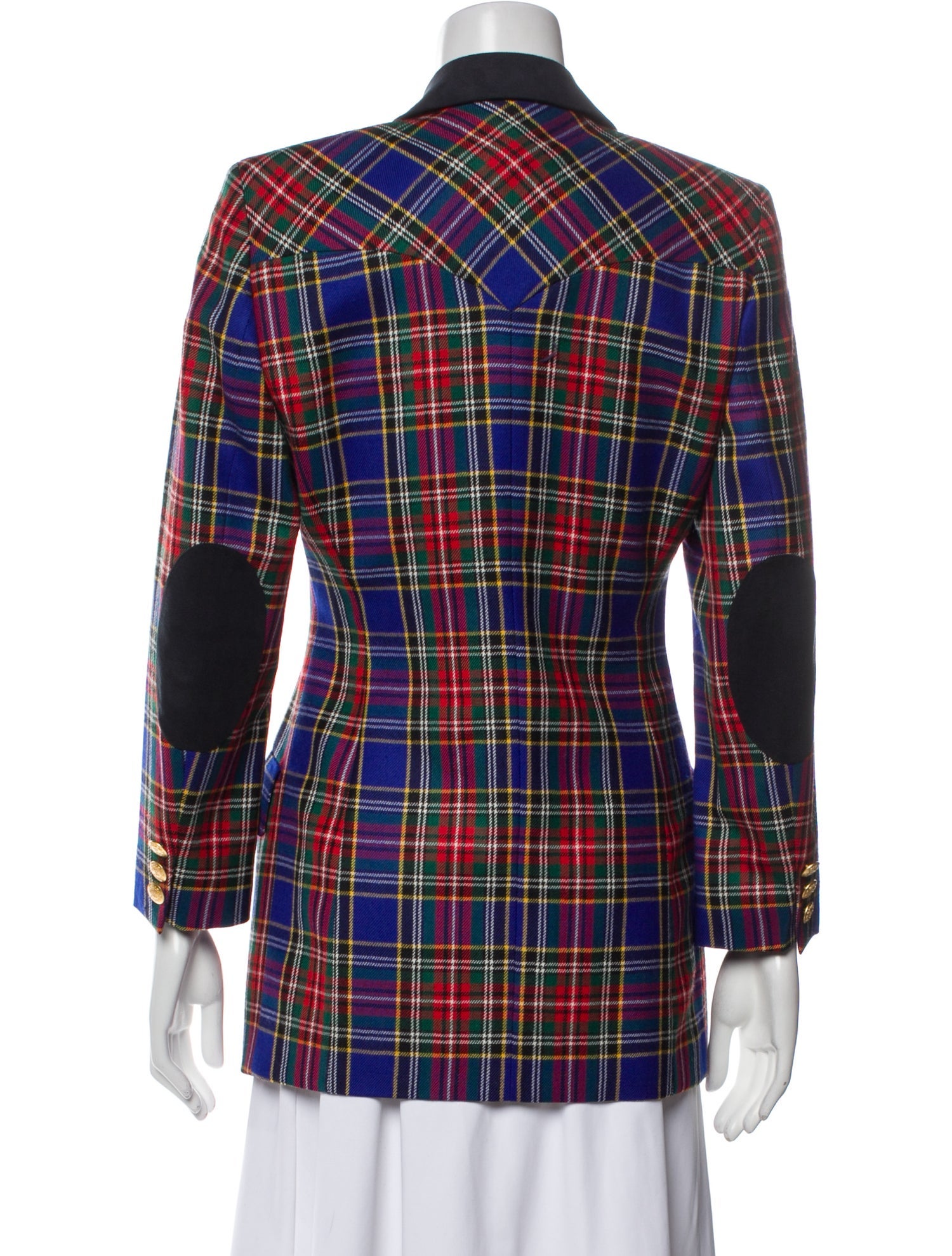 Escada Sport Virgin Wool Plaid Print Coat