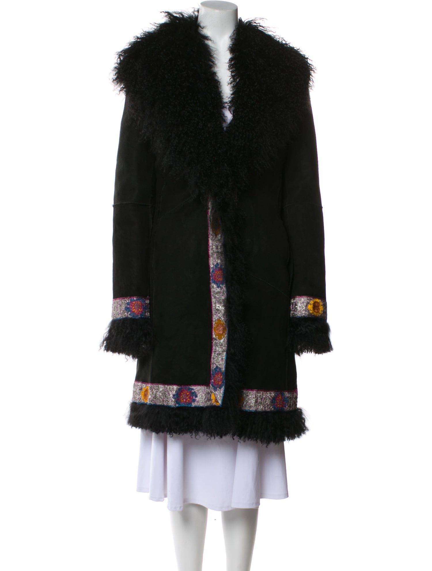 Escada Sport Lamb Leather Printed Faux Fur Coat
