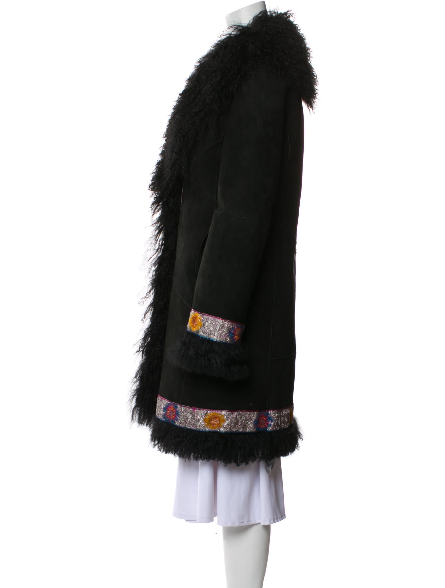 Escada Sport Lamb Leather Printed Faux Fur Coat