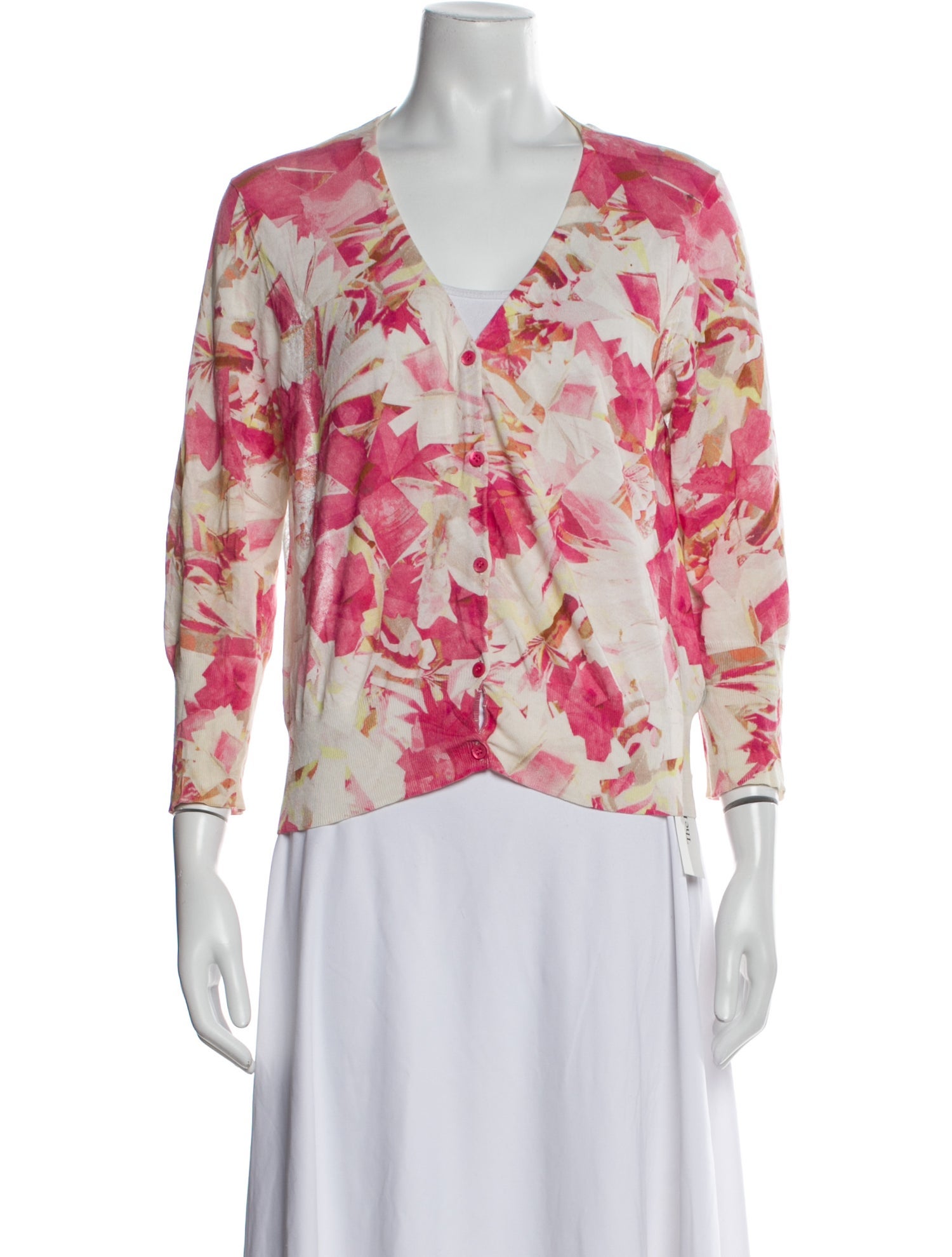 Escada Sport Floral Print V-Neck Sweater
