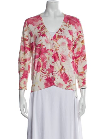 Escada Sport Floral Print V-Neck Sweater