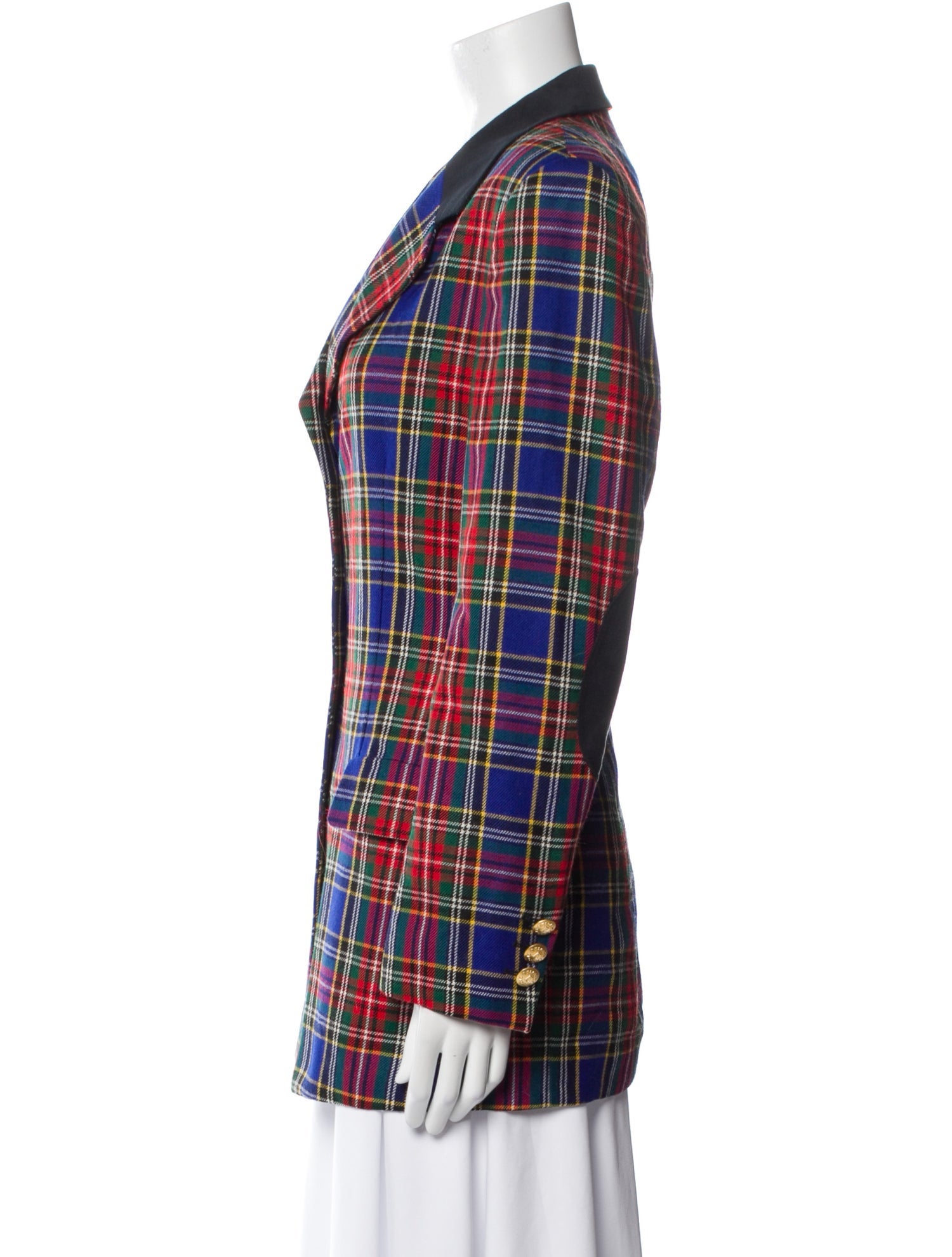 Escada Sport Virgin Wool Plaid Print Blazer