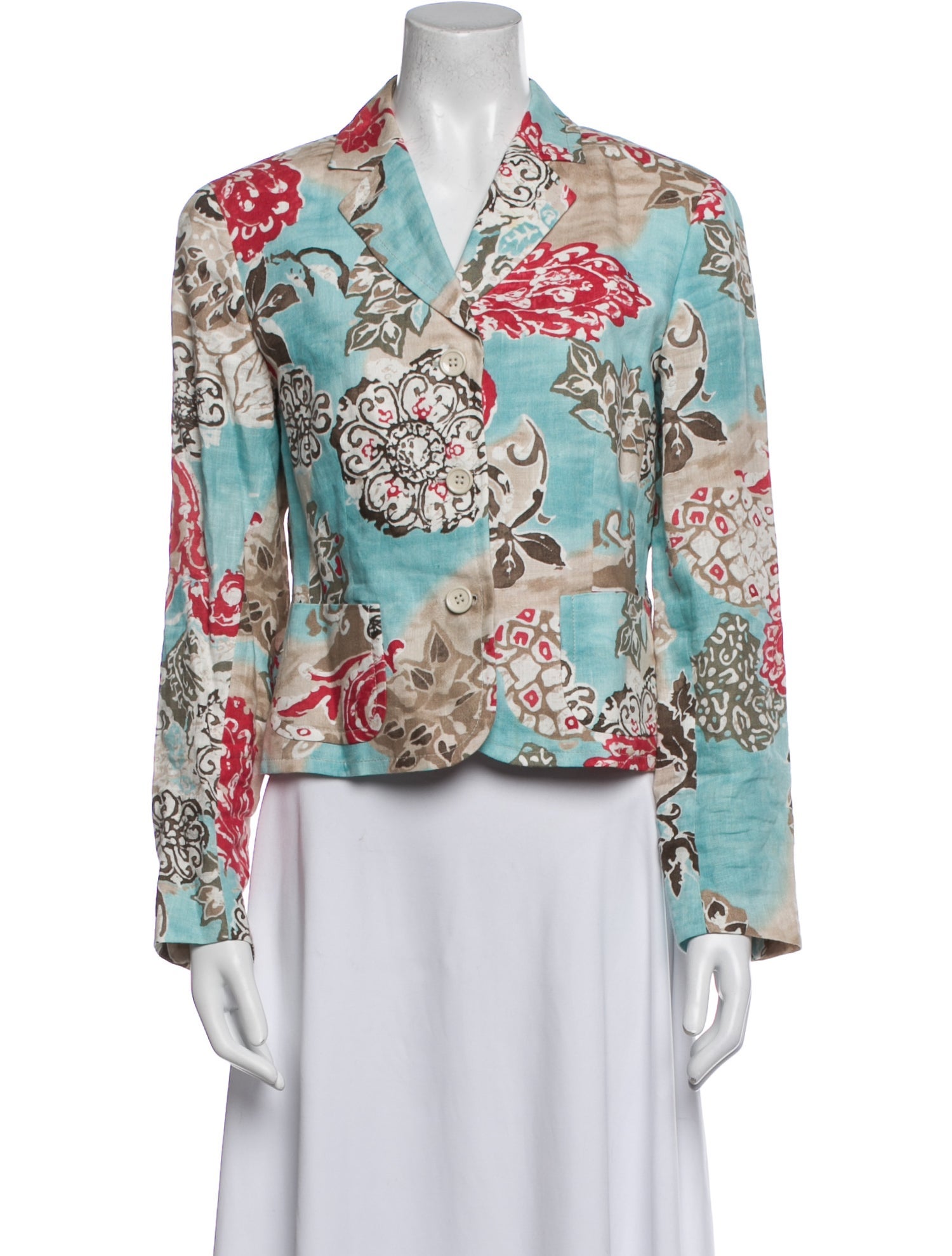 Escada Sport Linen Floral Print Blazer
