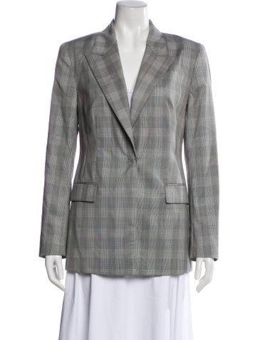 Pre-owned Escada Sport Virgin Wool Plaid Print Blazer In Multi