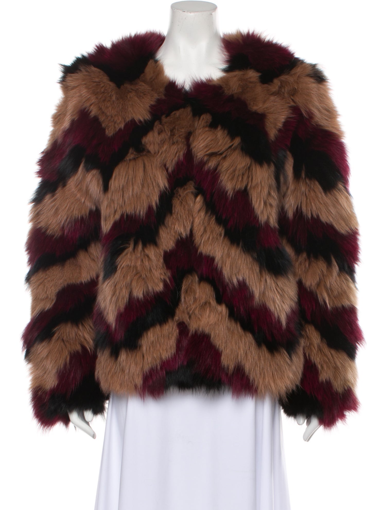 Eaves Fox Striped Fur Jacket