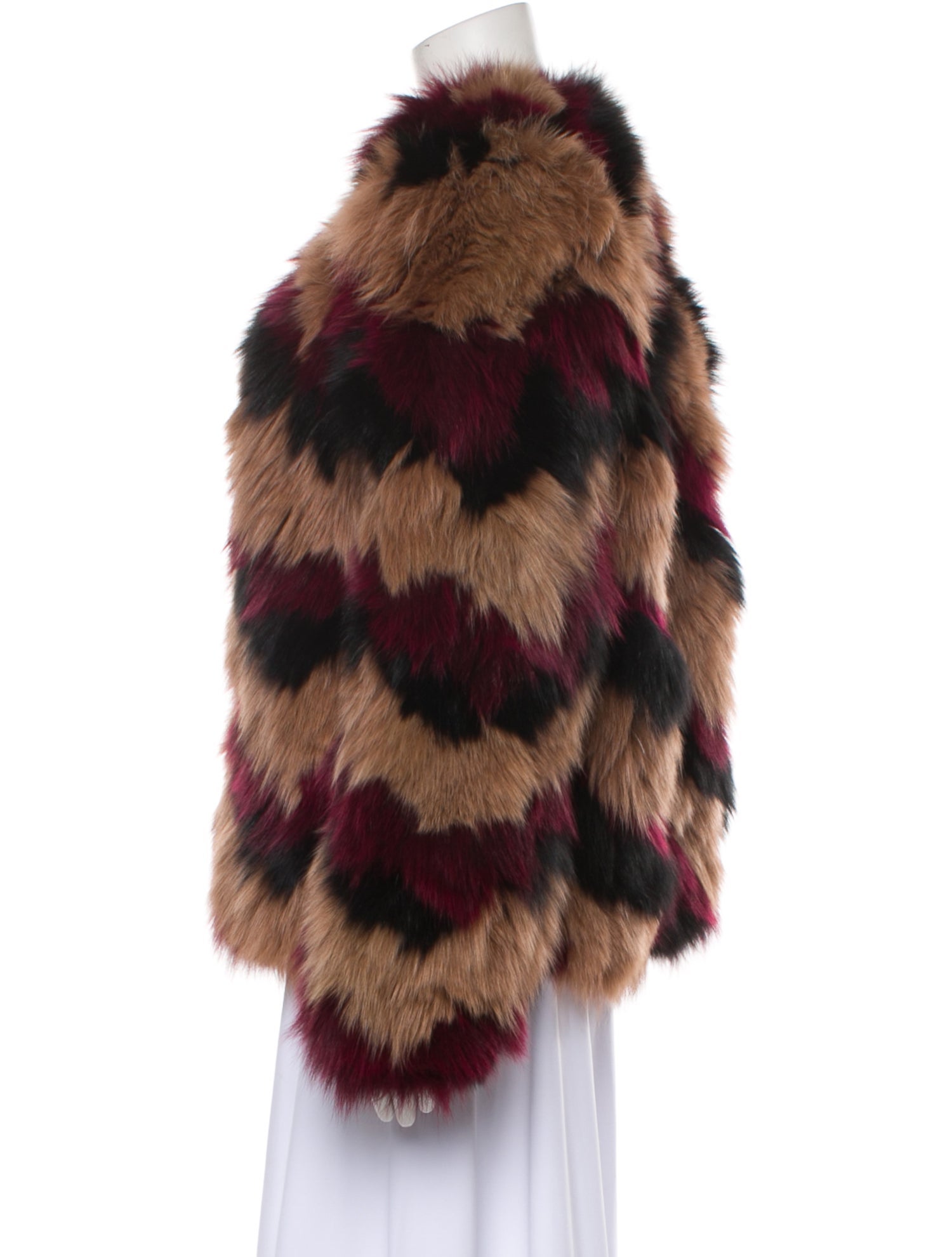 Eaves Fox Striped Fur Jacket