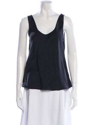 Pre-owned Eaves Silk V-neck Top In Gray