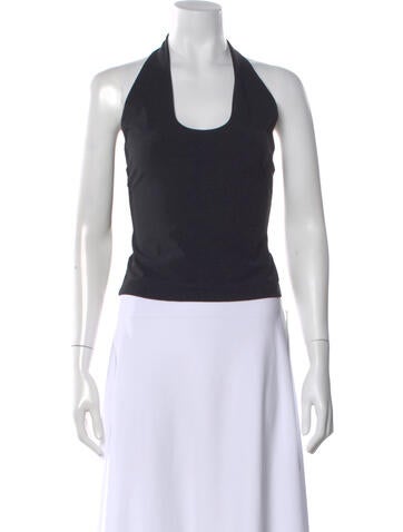 Pre-owned Eaves Nylon Halterneck Top In Black