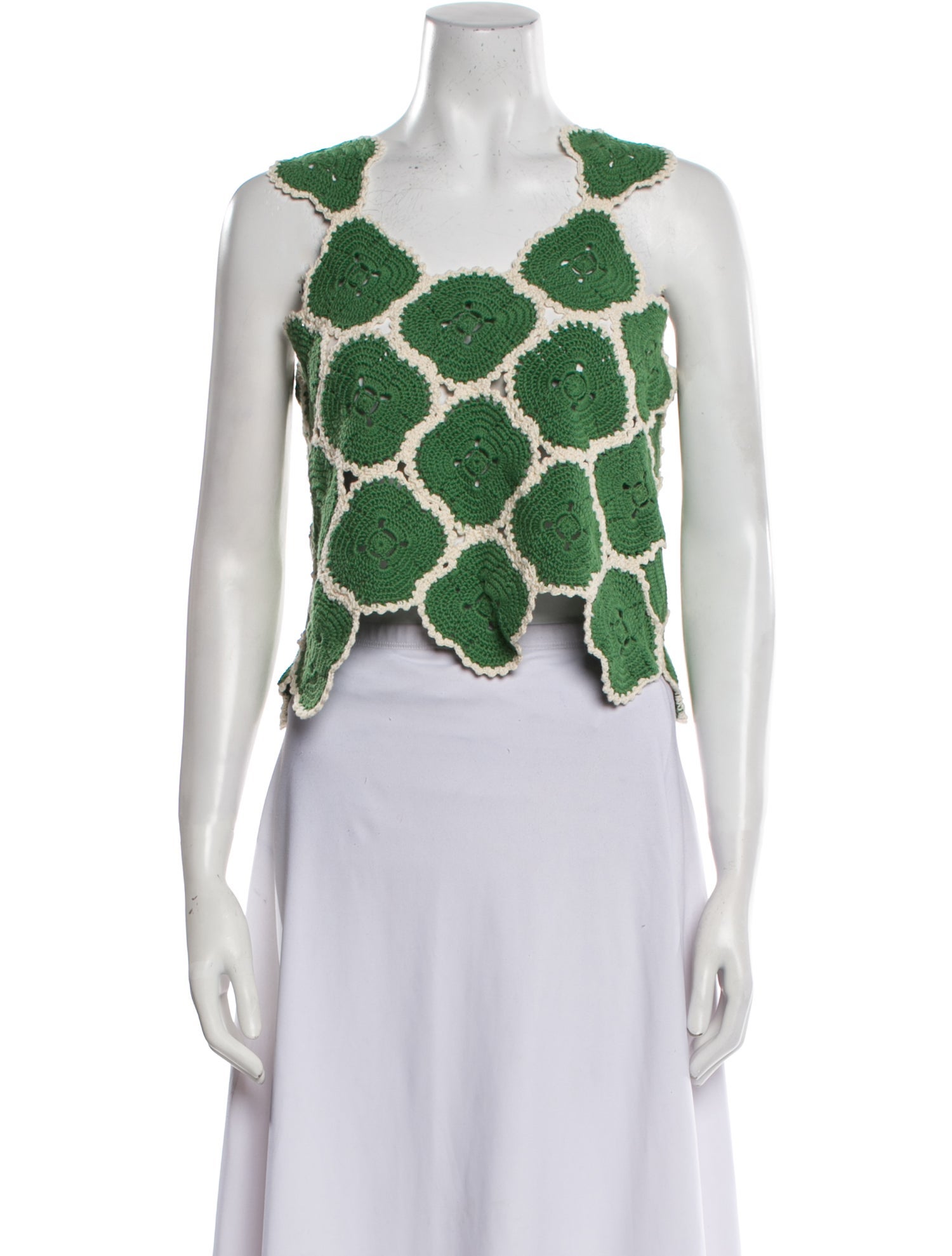 Escvdo Printed Square Neckline Crop Top