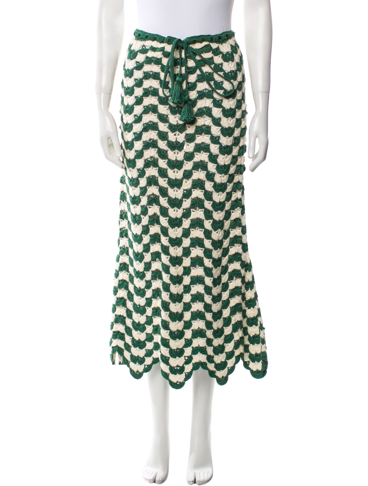 Escvdo Lace Pattern Midi Length Skirt