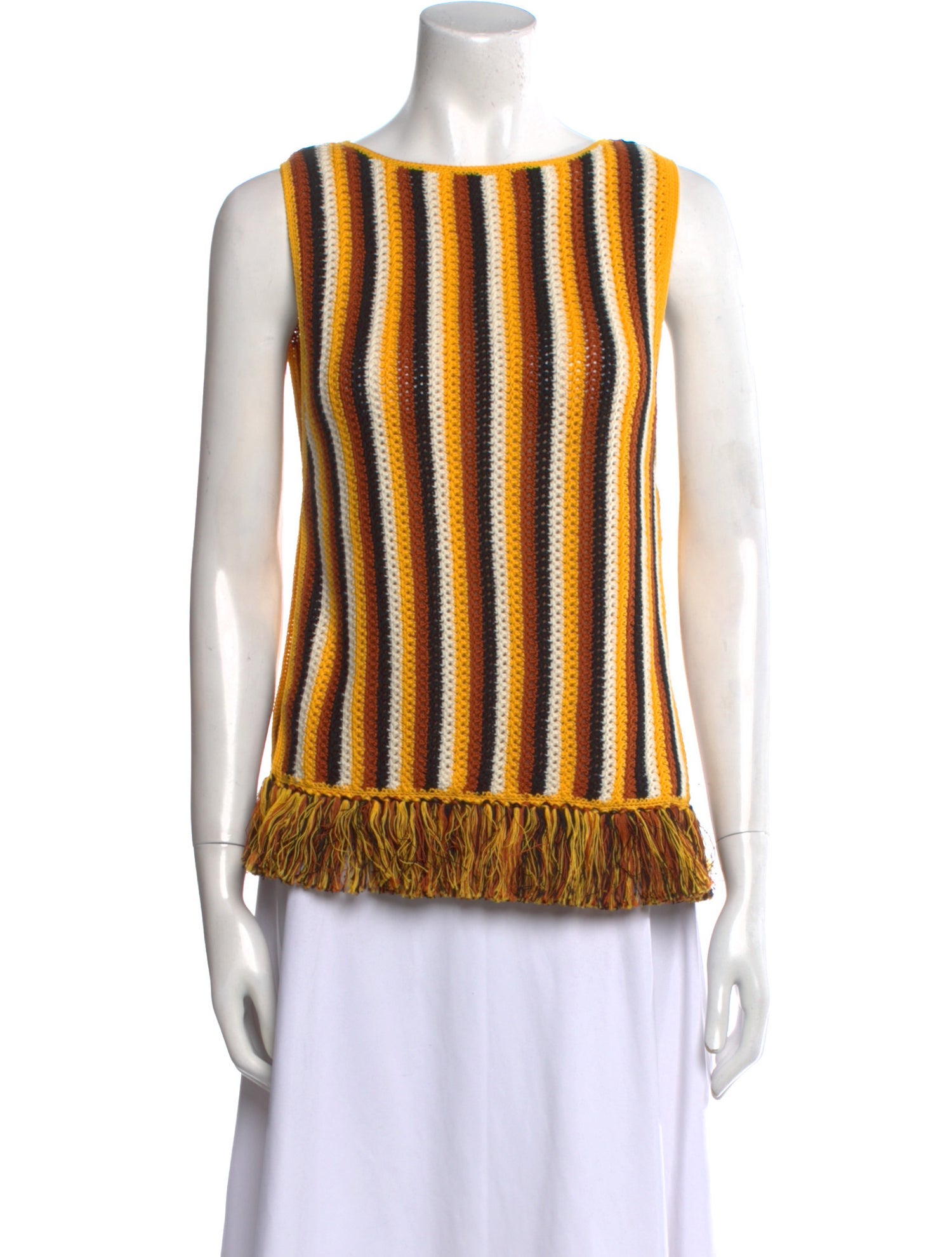 Escvdo Striped Bateau Neckline Top