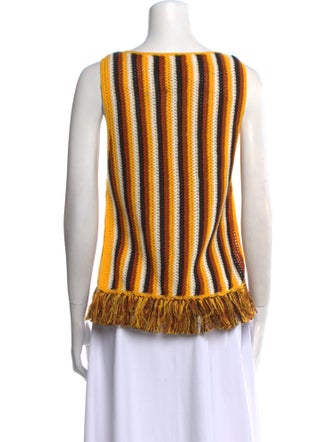 Escvdo Striped Bateau Neckline Top