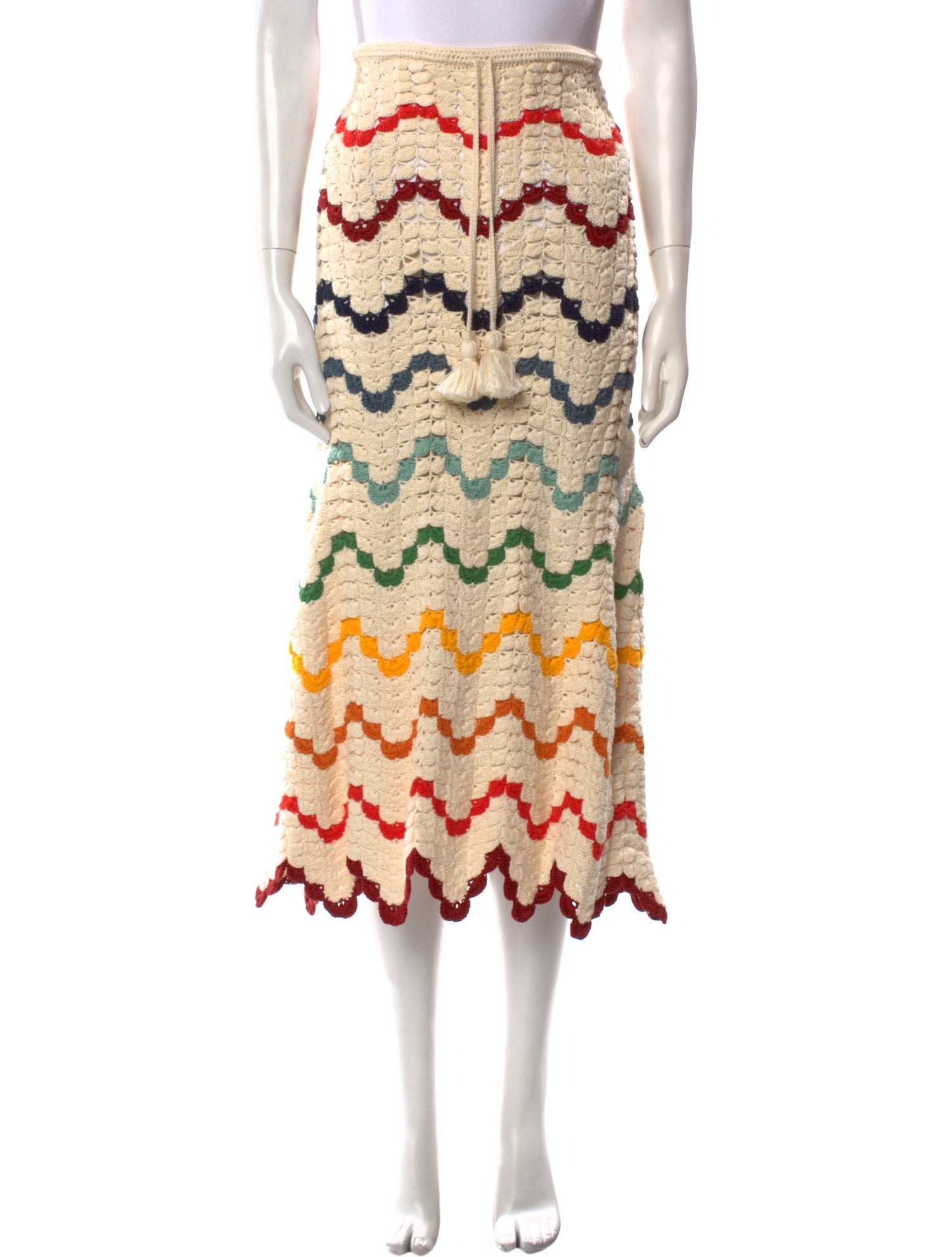 Escvdo Striped Midi Length Skirt