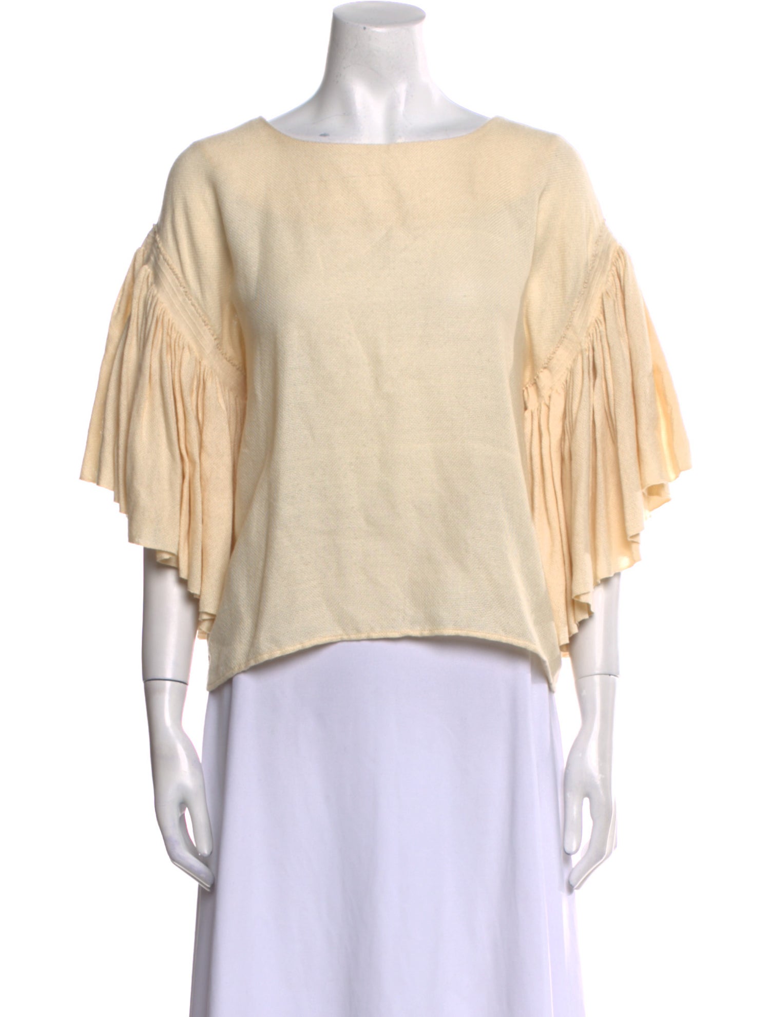 Escvdo Bateau Neckline Three-Quarter Sleeve Top