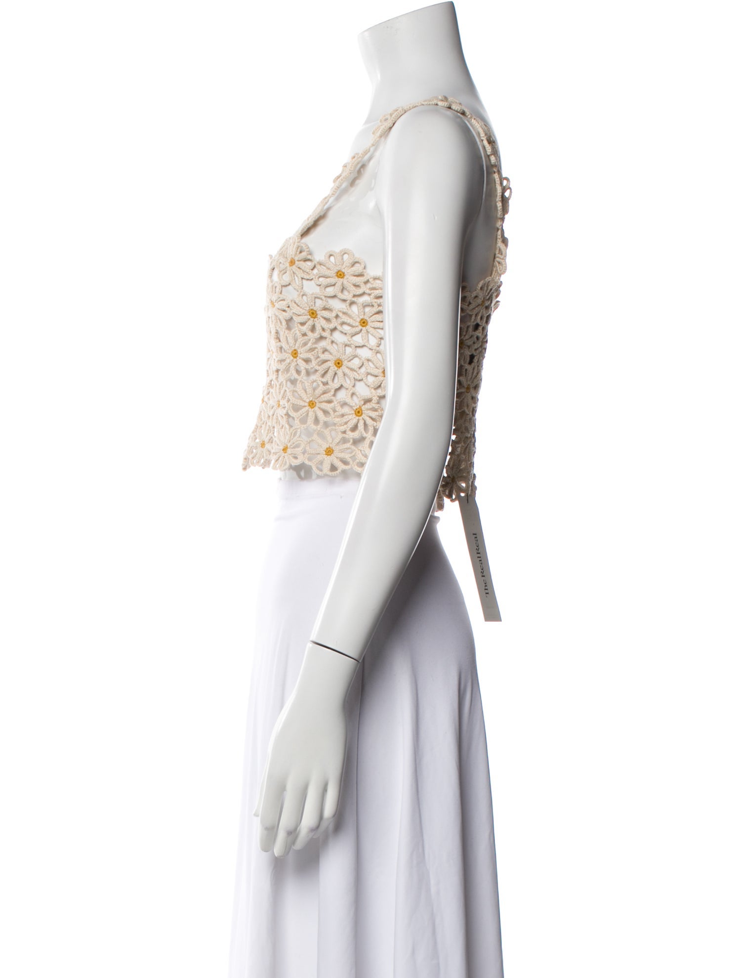 Escvdo Patterned Square Neckline Crop Top w/ Tags