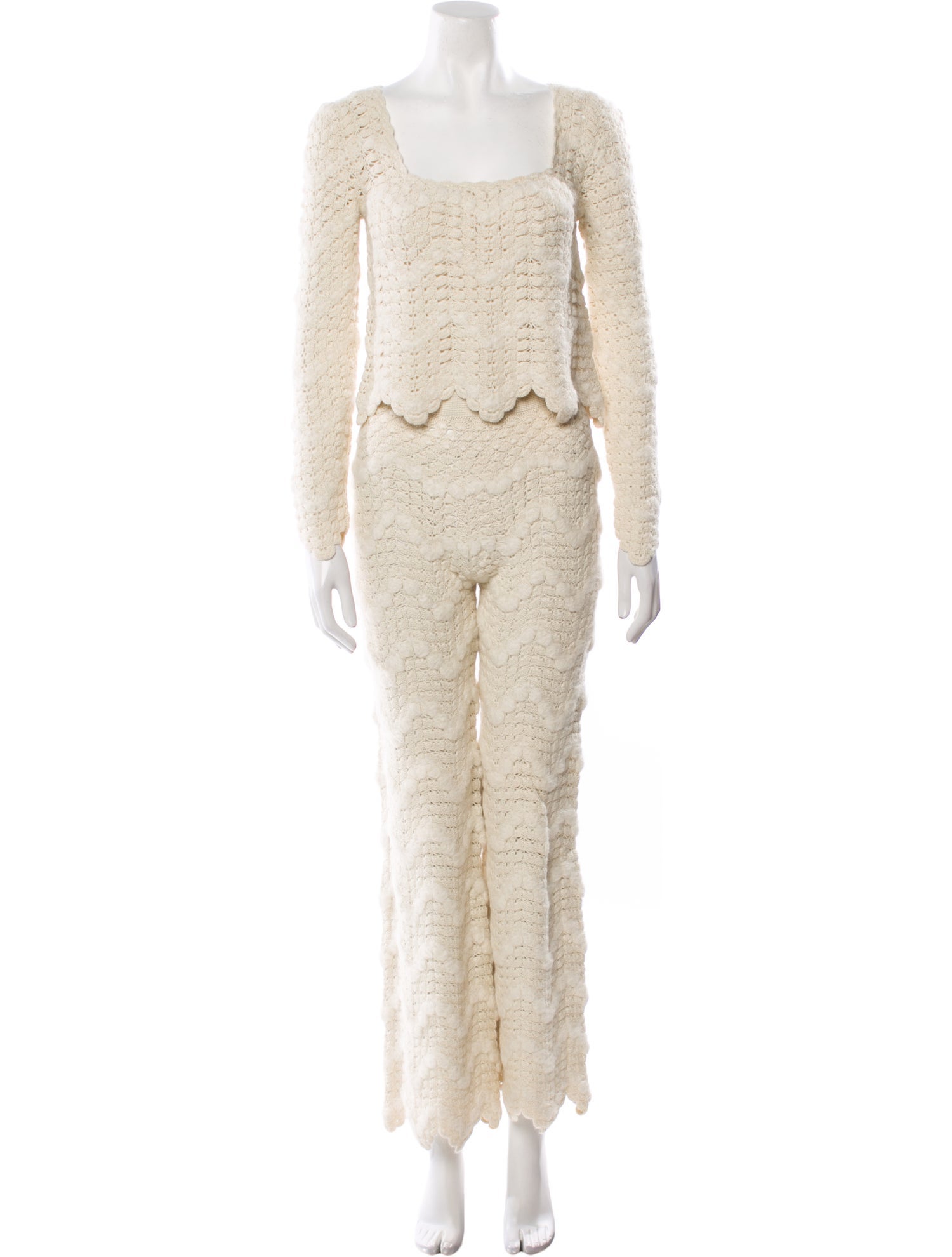 Escvdo Crochet Lace Pattern Pant Set