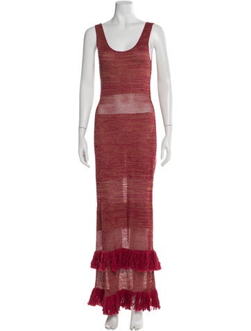 Pre-owned Escvdo Printed Long Dress In Pink