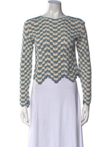 Pre-owned Escvdo Patterned Crew Neck Sweater In Blue/neutrals