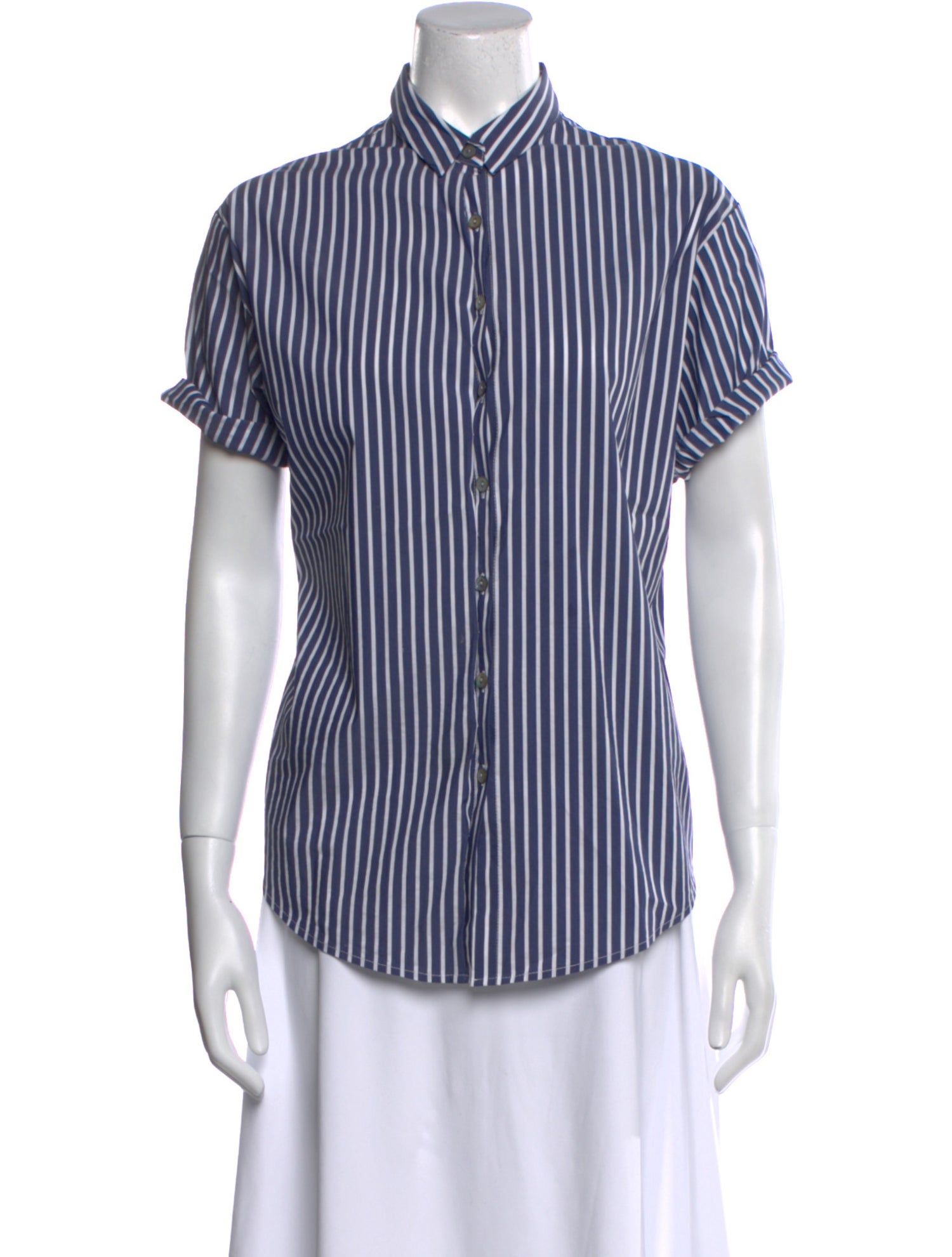 Estelle and Finn Striped Short Sleeve Button-Up Top