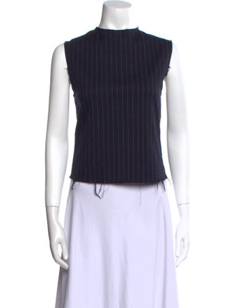 Entire Studios Striped Mock Neck Crop Top