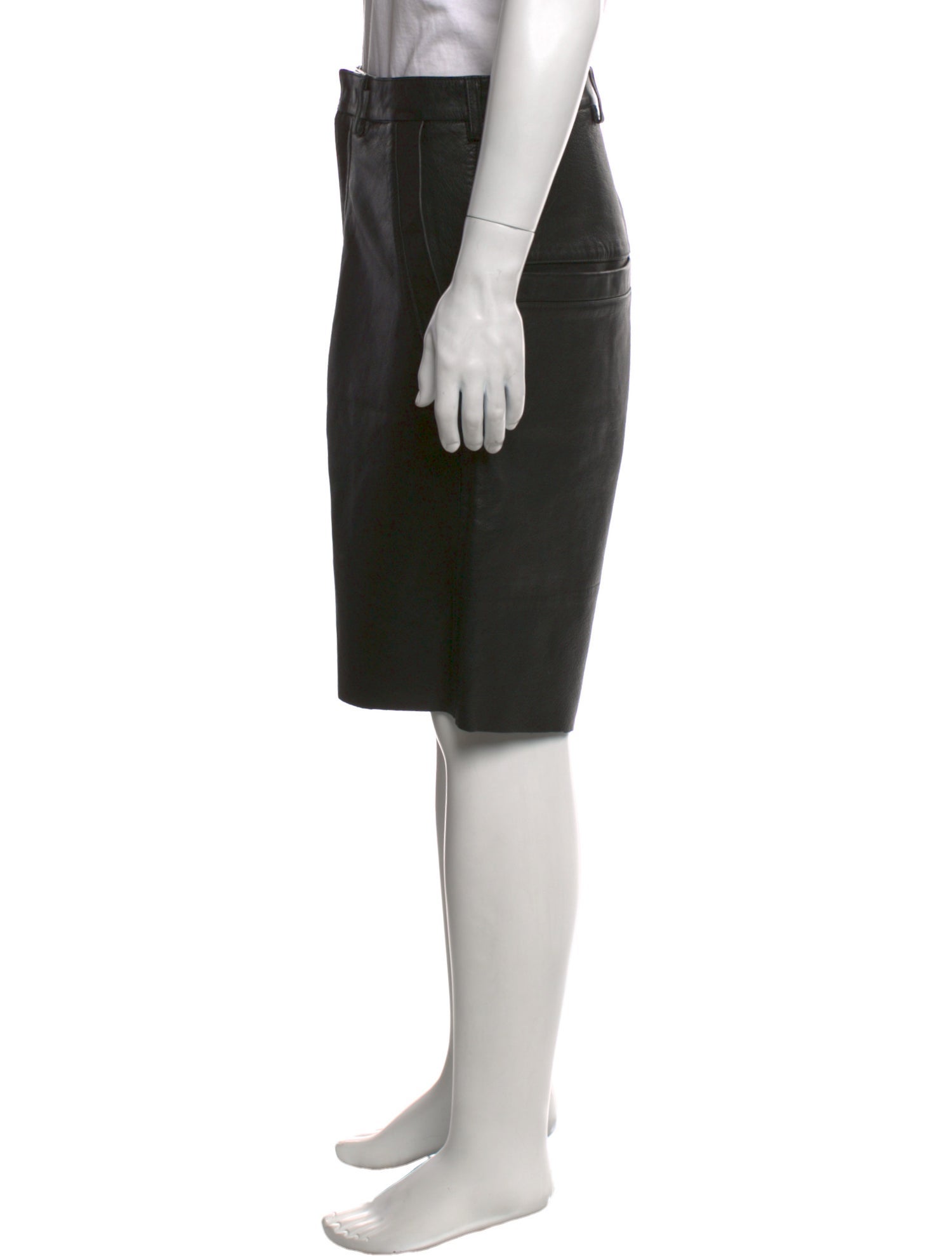 Entire Studios Leather Flat Front Shorts