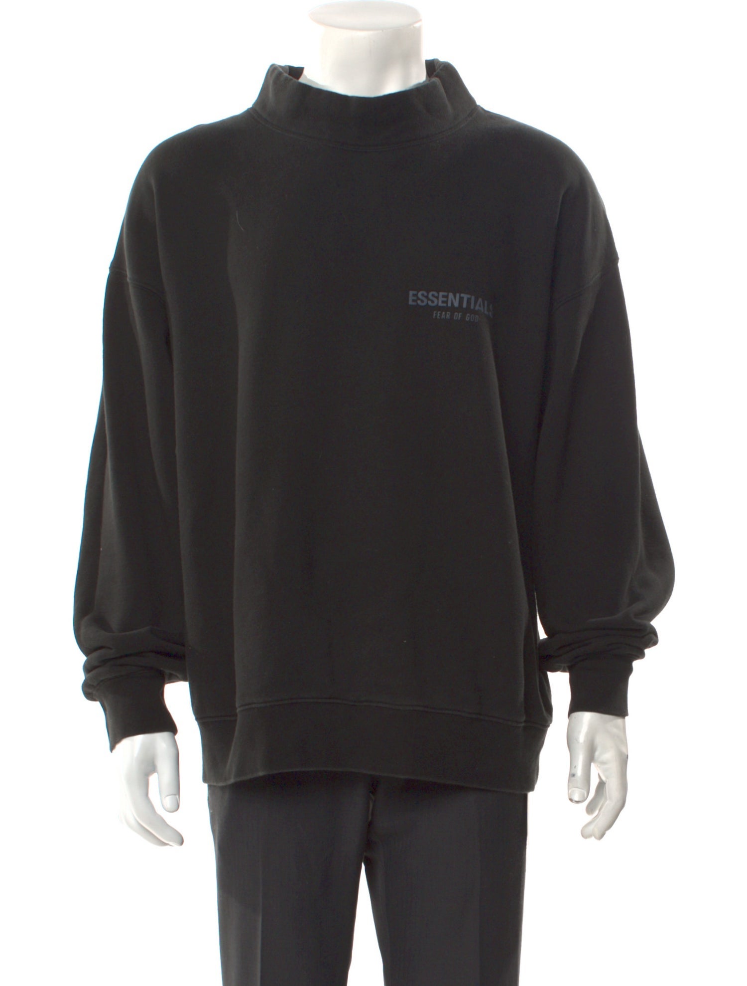 Essentials - Fear of God Reflective Logo Mock Neck Graphic Print Sweatshirt