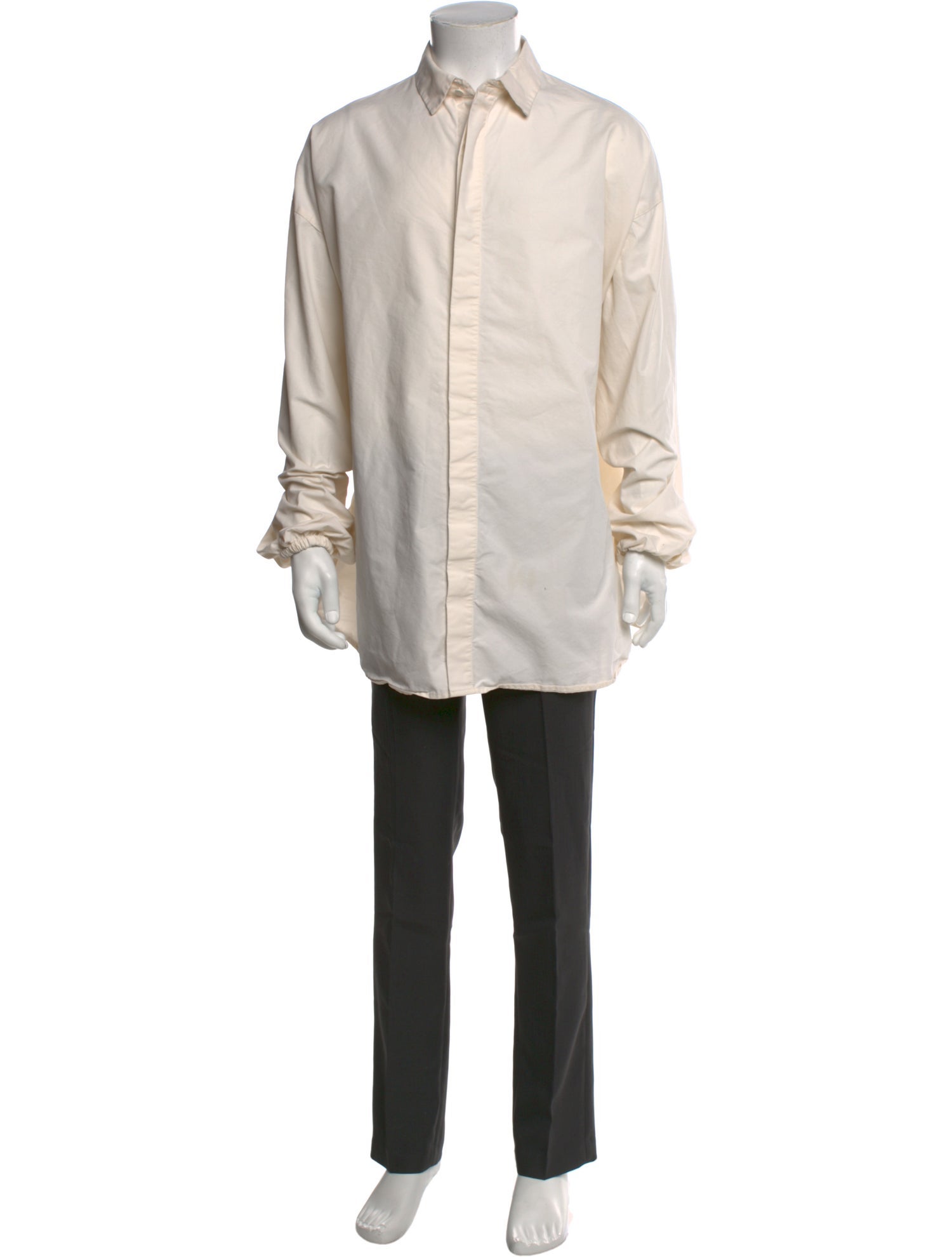 Essentials - Fear of God Long Sleeve Dress Shirt in Neutrals, Men's M