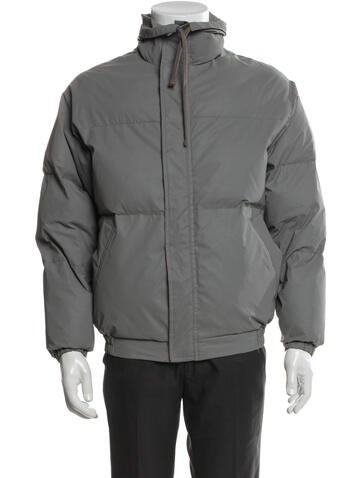 Pre-owned Essentials Logo Puffer Coat In Gray