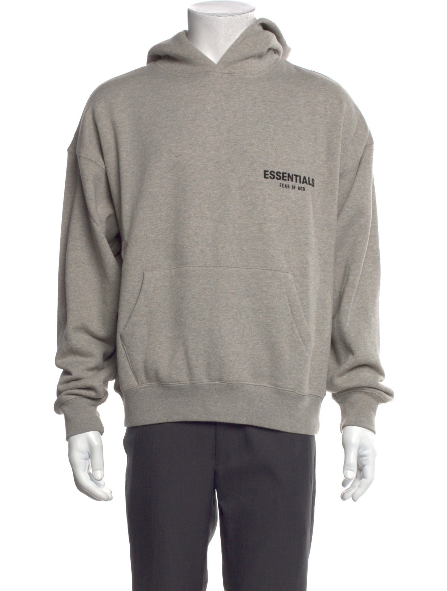 Essentials - Fear of God Dark Oatmeal Graphic Print Hoodie