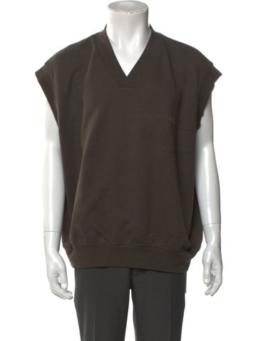 Pre-owned Essentials V-neck Short Sleeve Sweatshirt In Gray