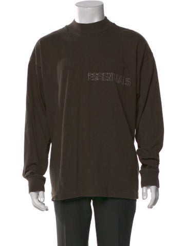 Pre-owned Essentials Mock Neck Long Sleeve T-shirt In Brown
