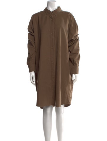 Pre-owned Essentials Oxford Button Down Shirt Knee-length Dress In Brown