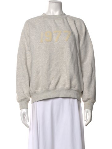 Pre-owned Essentials Graphic Print Crew Neck Sweatshirt In White