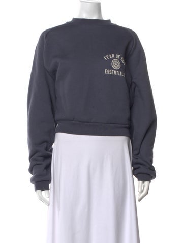 Pre-owned Essentials Graphic Print Crew Neck Sweatshirt In Blue