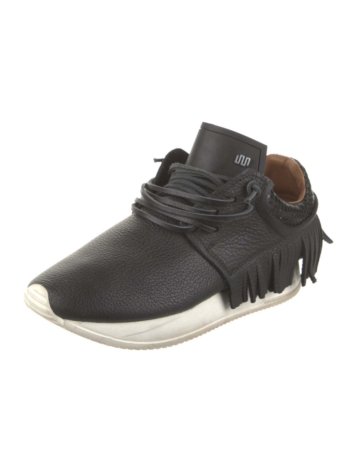 ESSEutESSE Leather Fringe Trim Accent Athletic Sneakers
