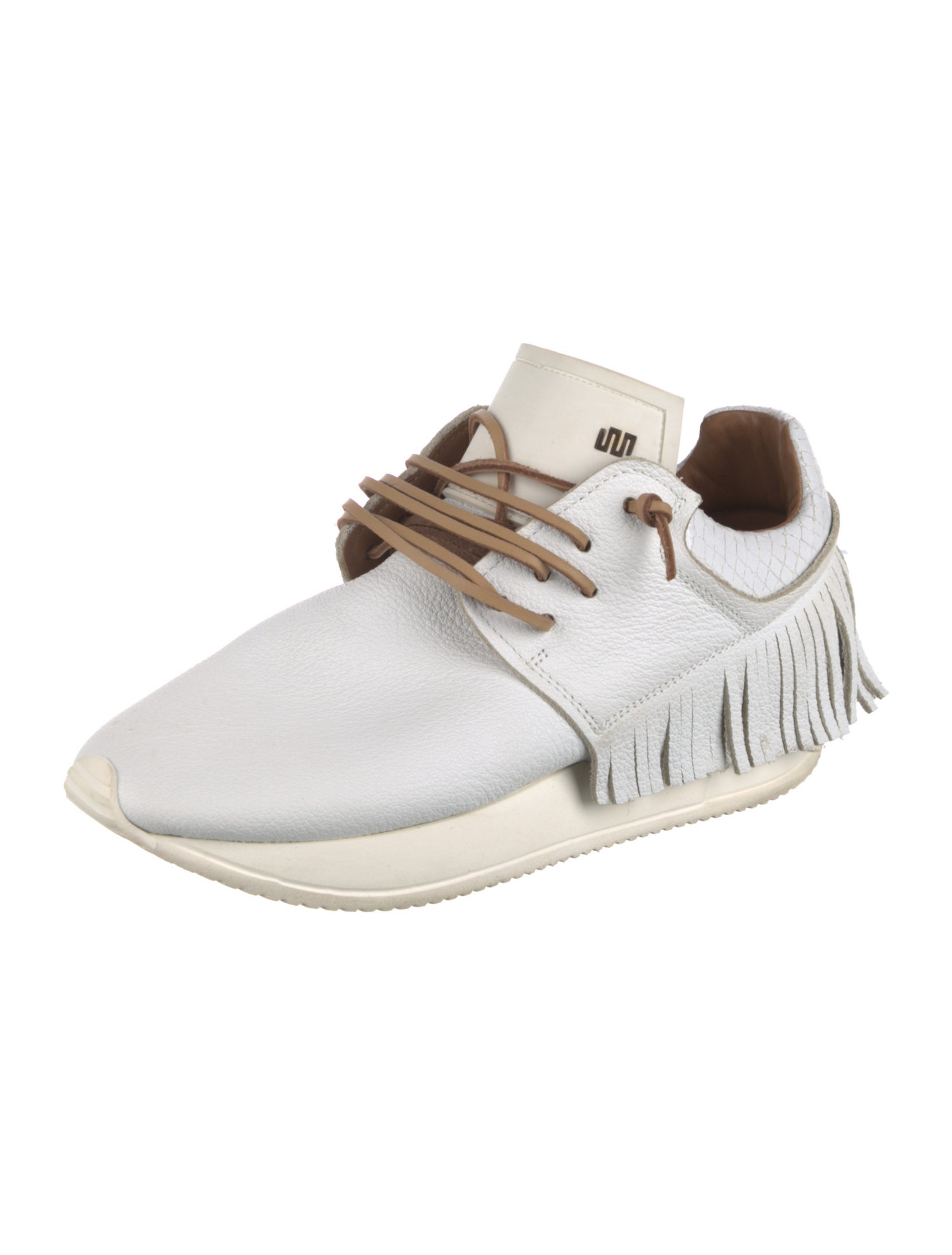 ESSEutESSE Leather Fringe Trim Accent Chunky Sneakers