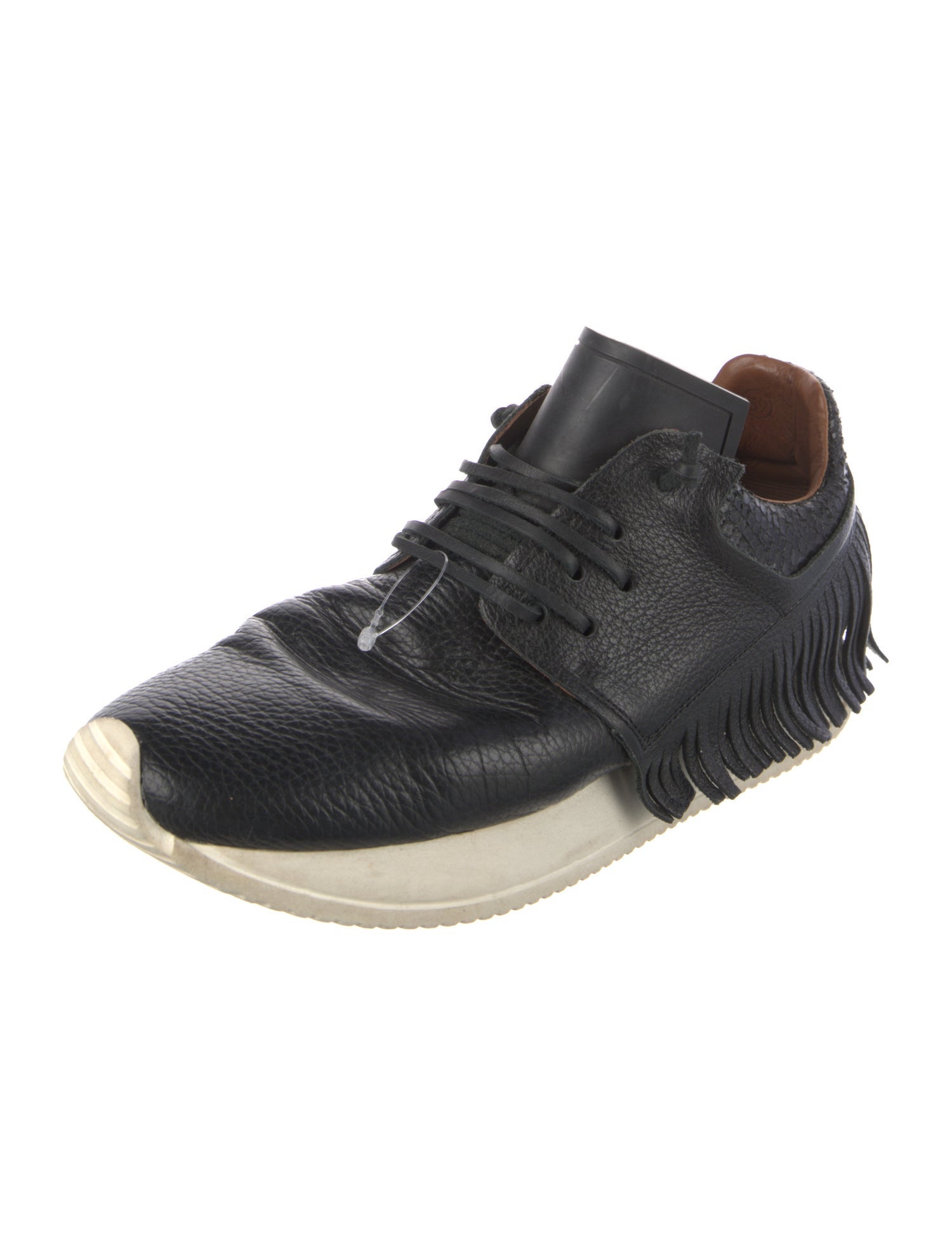 ESSEutESSE Leather Fringe Trim Accent Sneakers