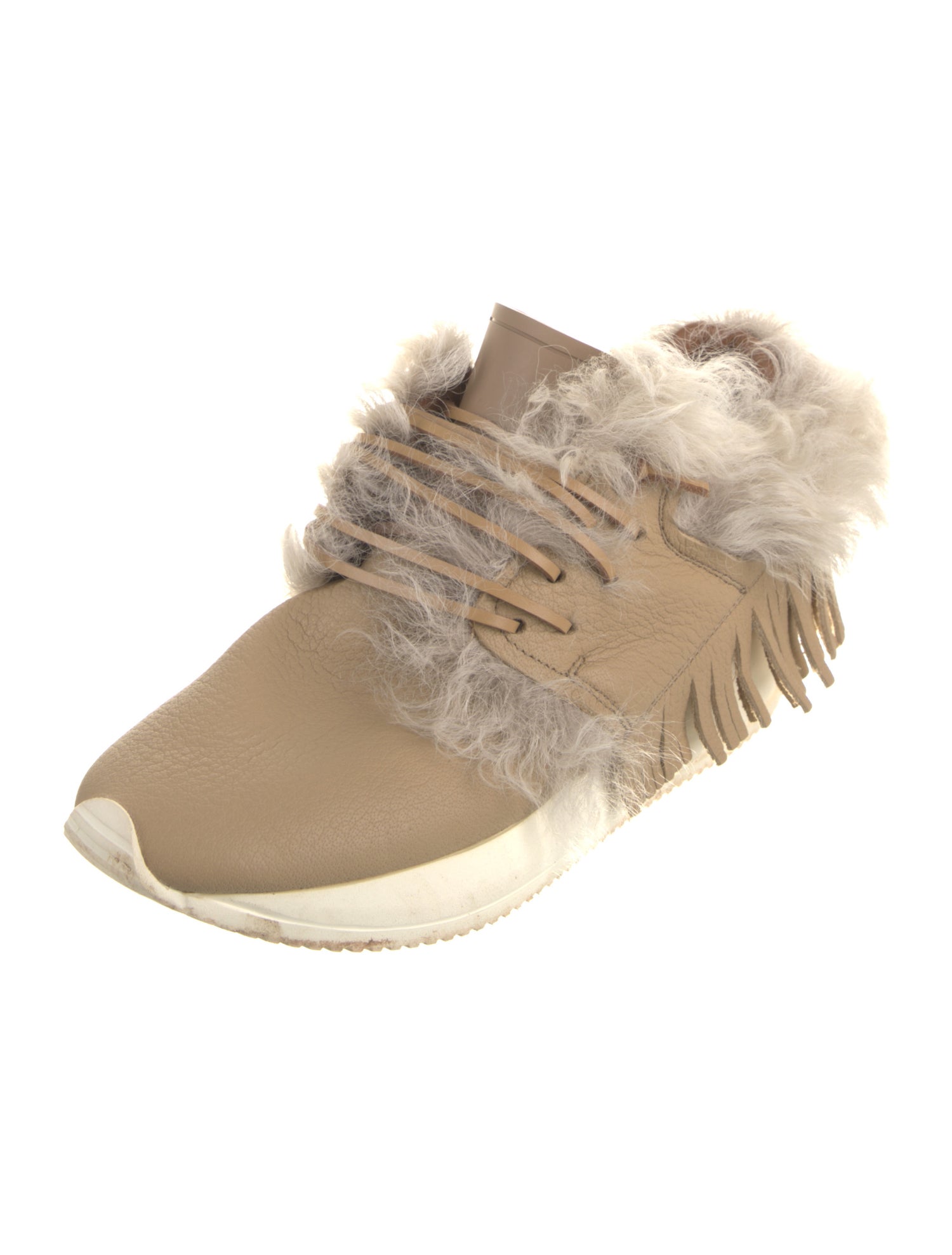 ESSEutESSE Leather Faux Fur Trim Athletic Sneakers