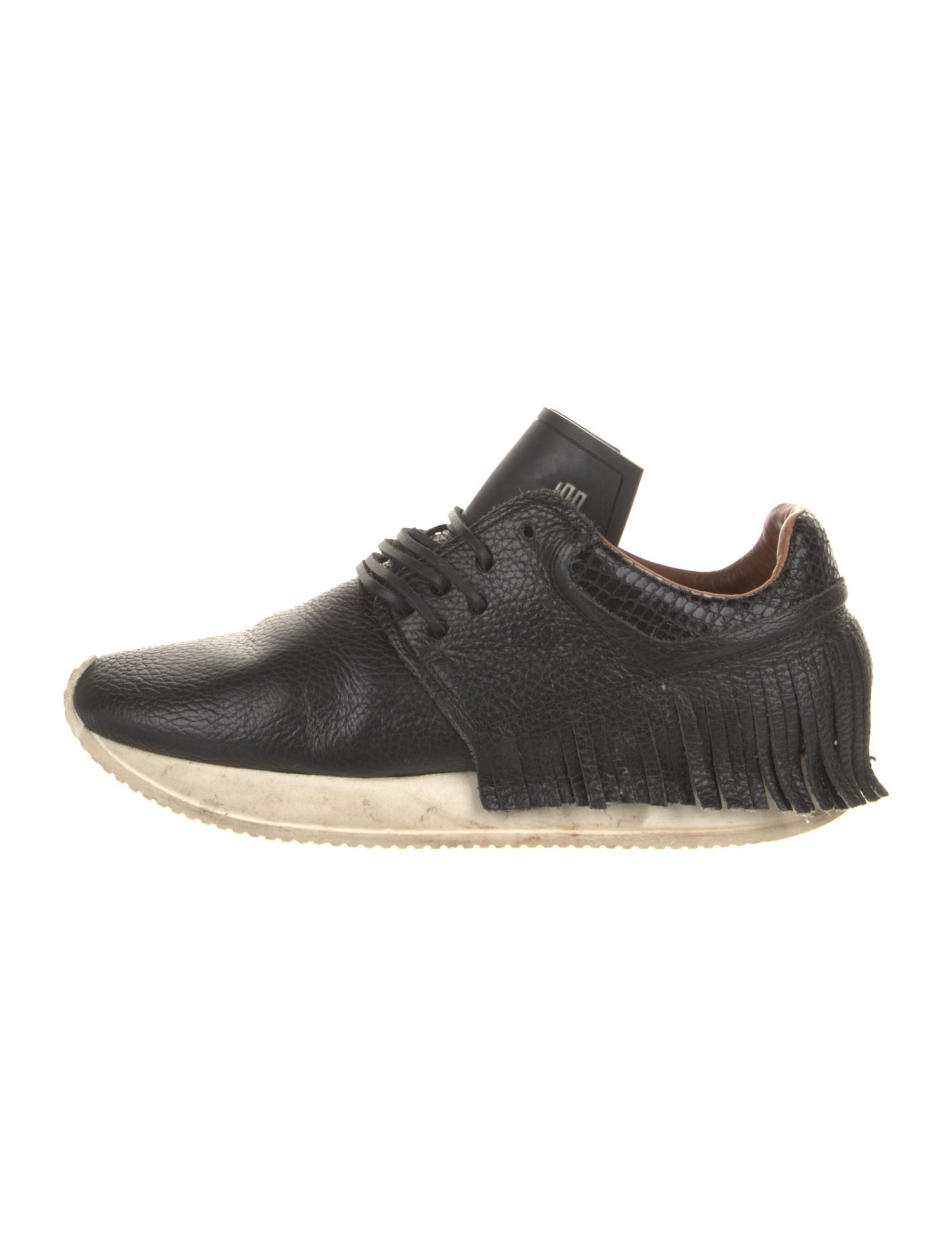 ESSEutESSE Leather Fringe Trim Accent Sneakers