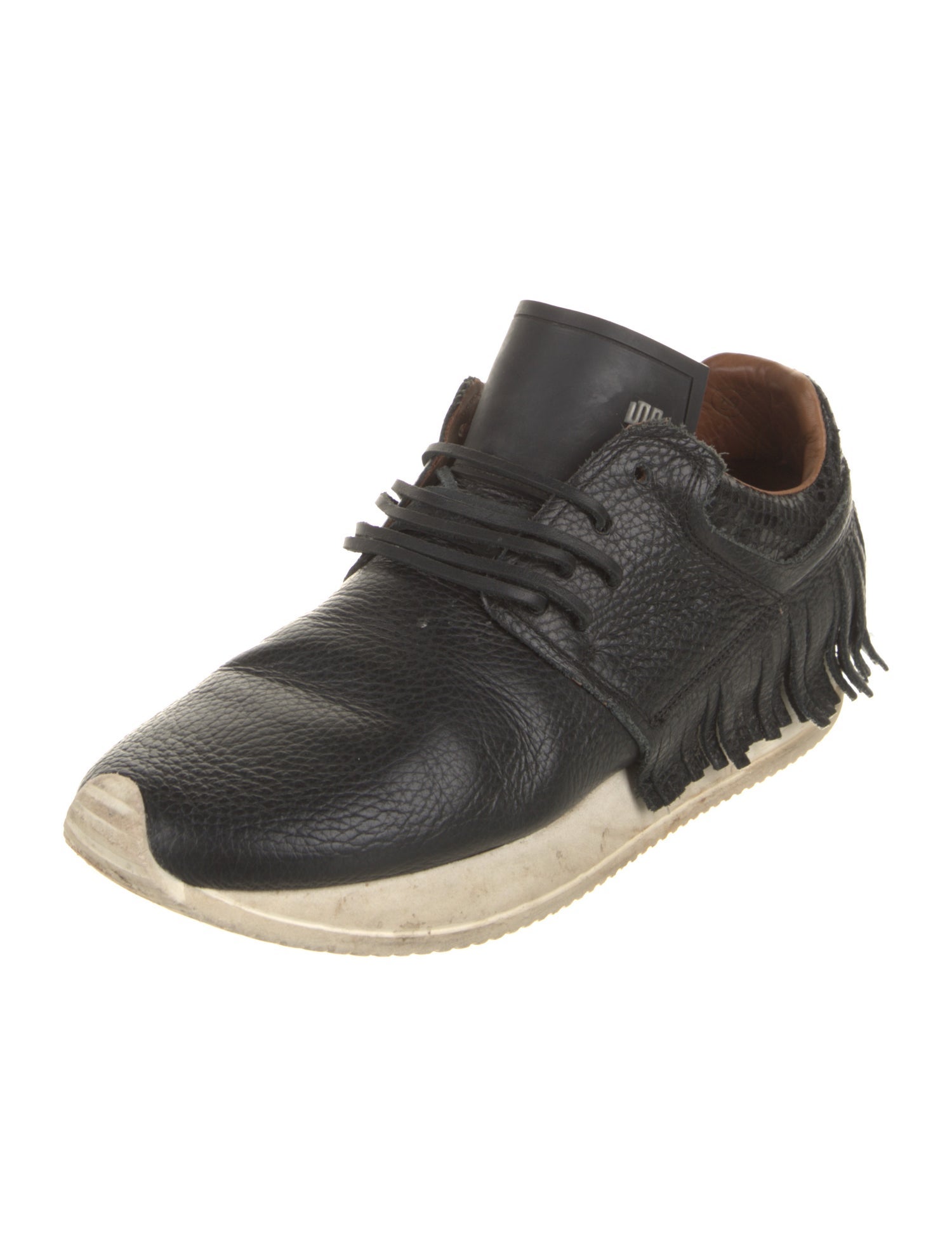 ESSEutESSE Leather Fringe Trim Accent Sneakers